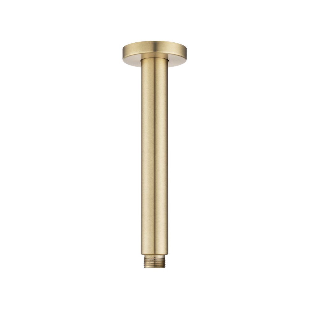 Round Light Brushed Brass Ceiling Shower Arm 200mm