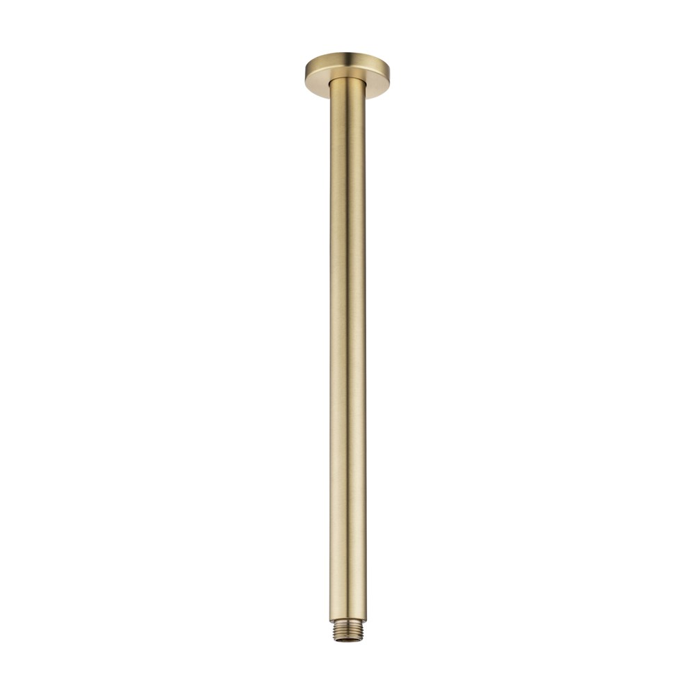 Round Light Brushed Brass Ceiling Shower Arm 400mm