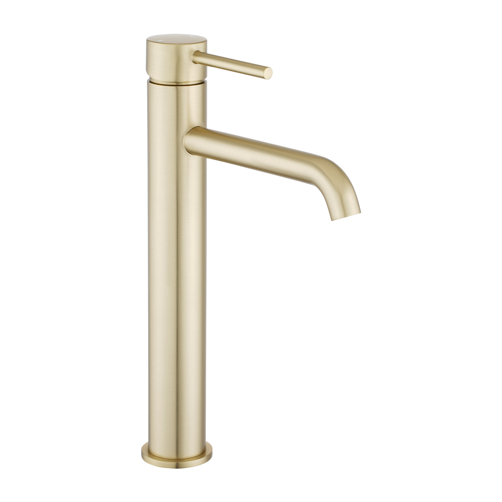 LUCID PIN Series Round Light Brushed Brass Tall Basin Mixer