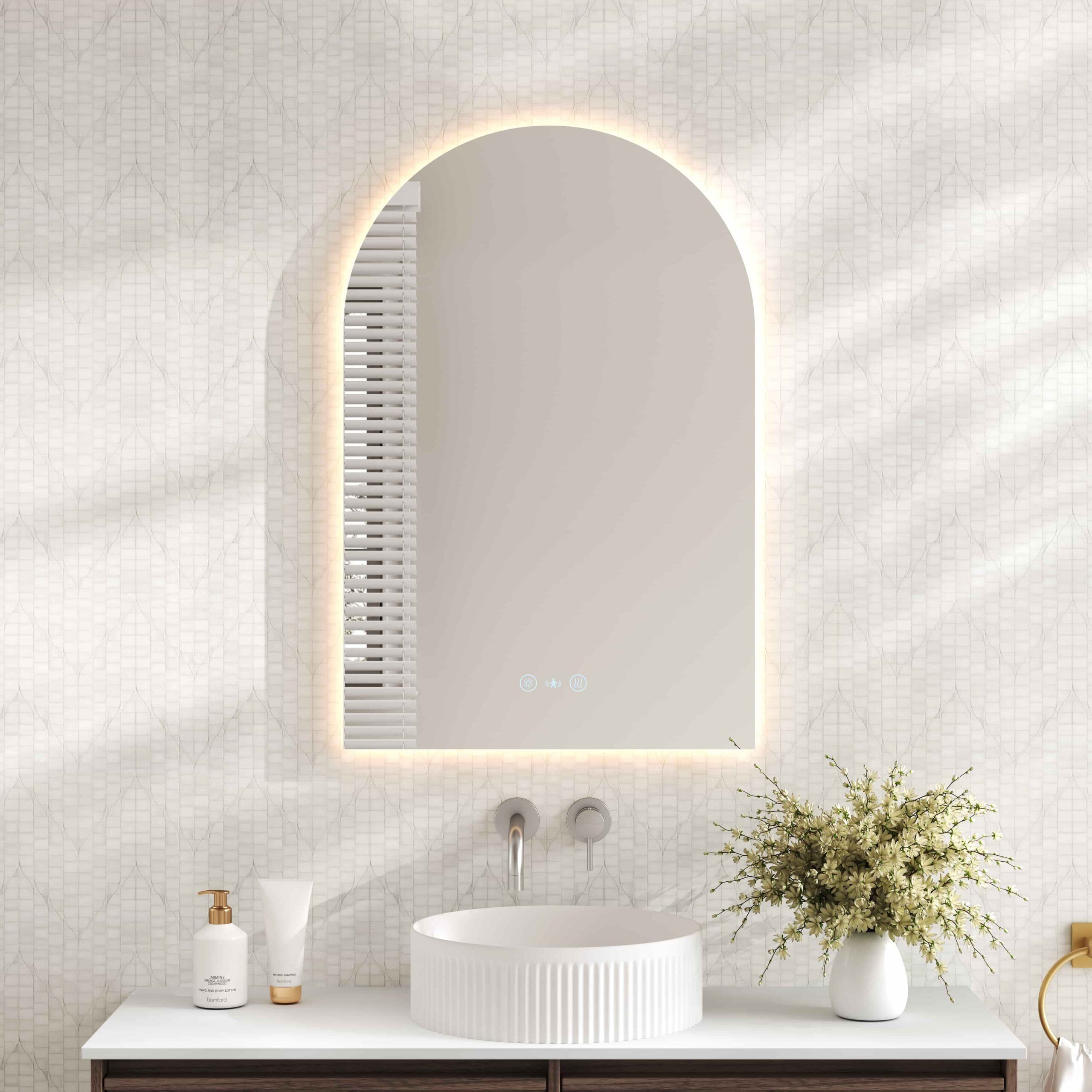 Luna LED Mirrors Wall Mounted Arch Mirror 9060mm - Frameless
