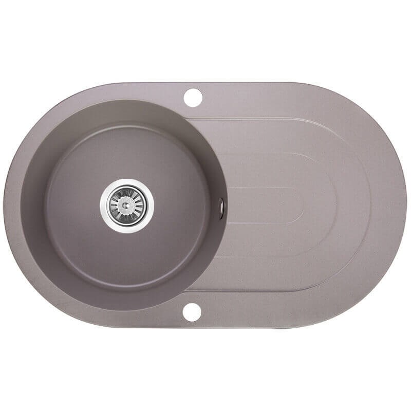Laveo Dafne Grey Granite Single Bowl with Drain Board Stone Kitchen Sink 470*780*204mm(including Space Saving Siphon and Click-clack Plug)