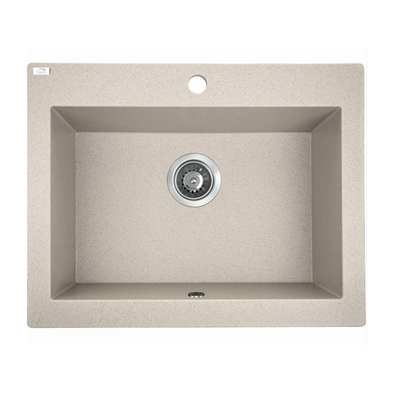Laveo Komodo Beige Granite Single Bowl Stone Kitchen Sink 490*580*220mm(including Space Saving Siphon and Click-clack Plug)