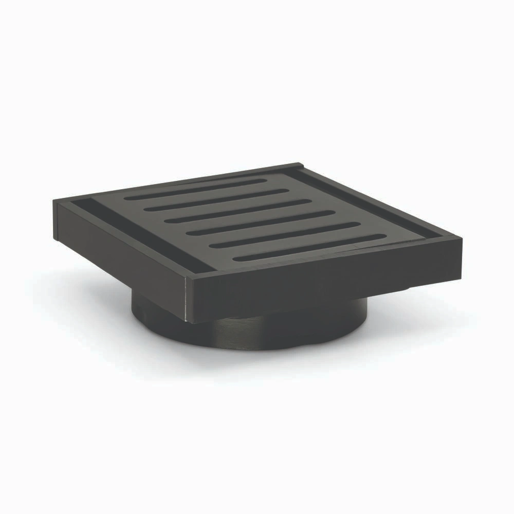 100*100*14mm Brushed Black Ezy Flow Guard Floor Waste