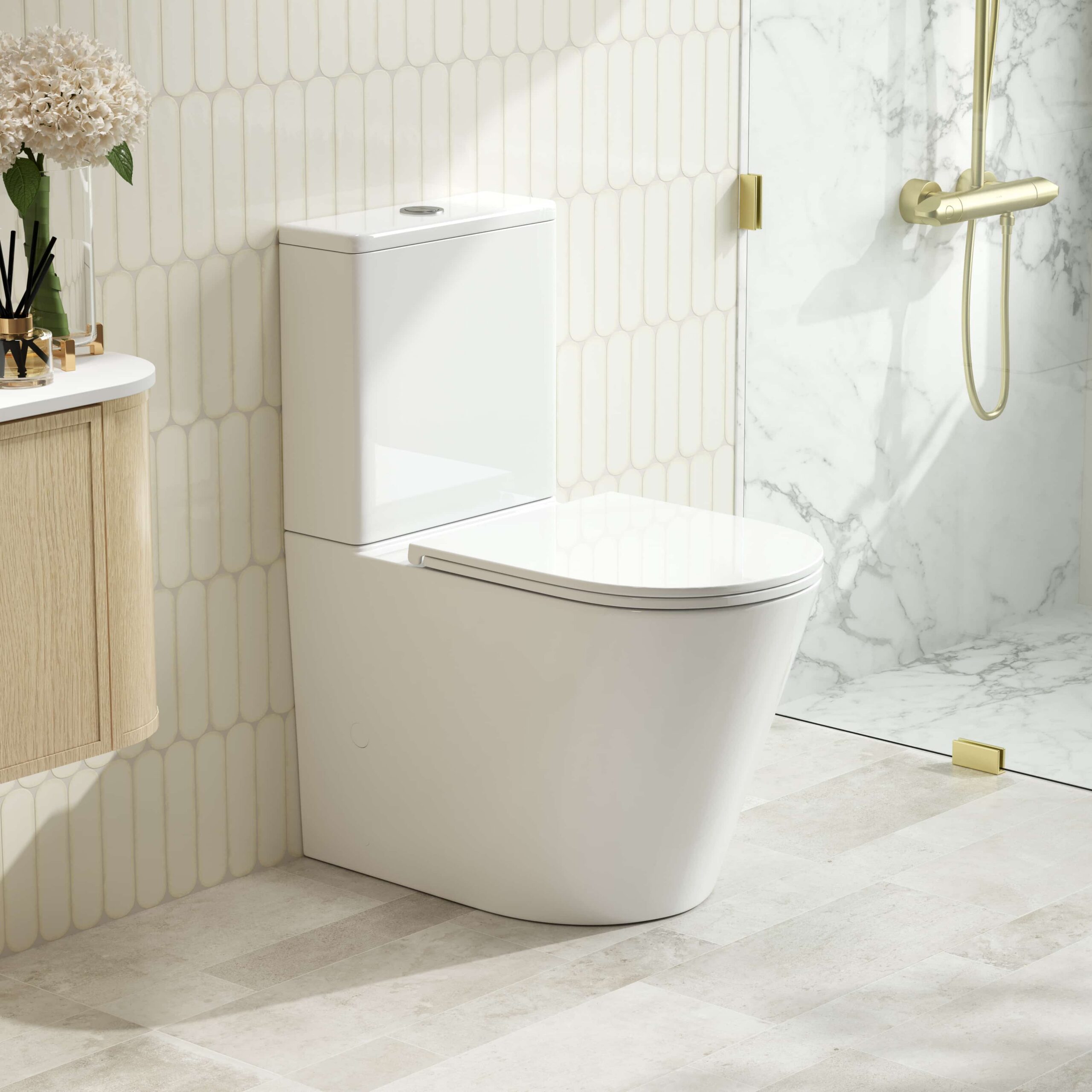 OXFORD Back-to-Wall Toilet Suite - Gloss White