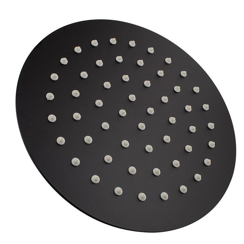 Super-slim Round Black Stainless Steel Shower Head 200mm