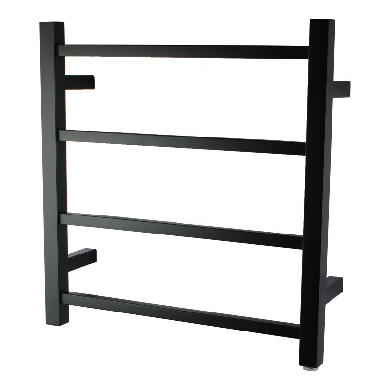 Square Black Electric Heated Towel Rack 4 Bars