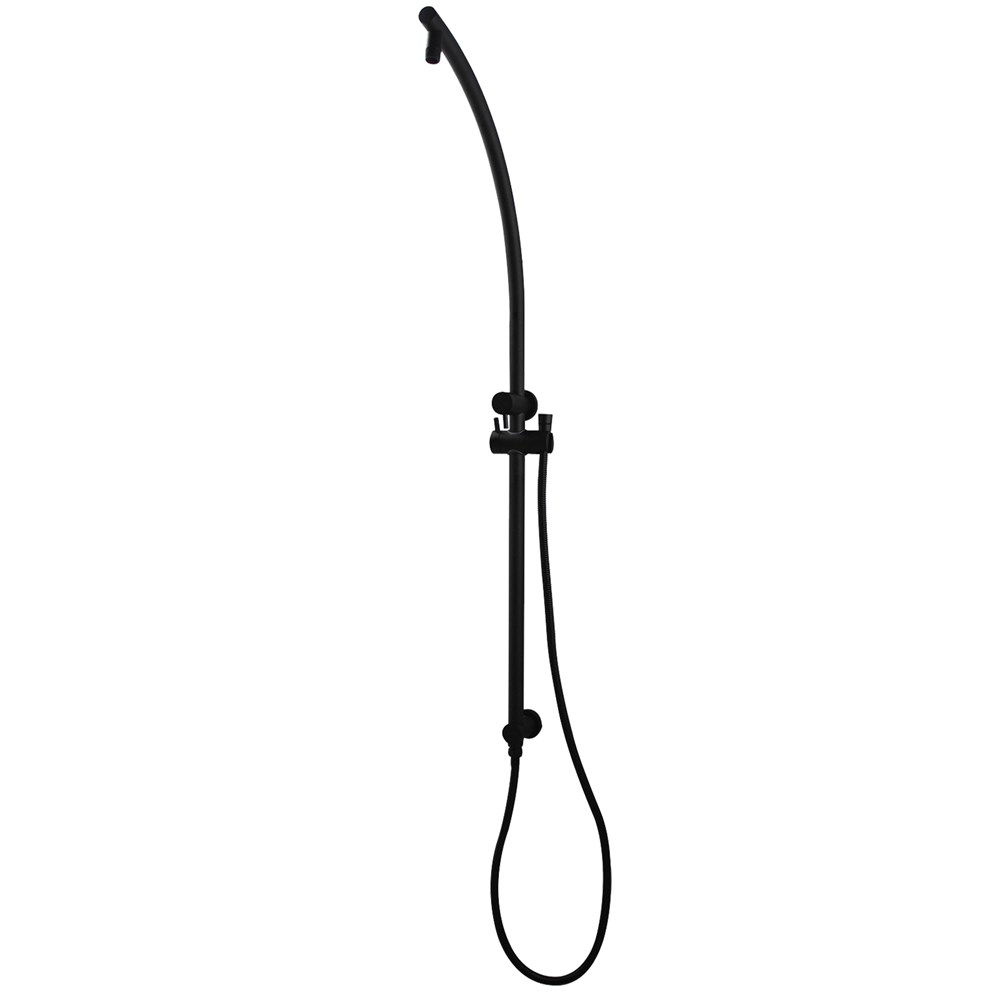 Round Black Shower Station without Shower Head and Handheld Shower(Stainless Steel Hose)