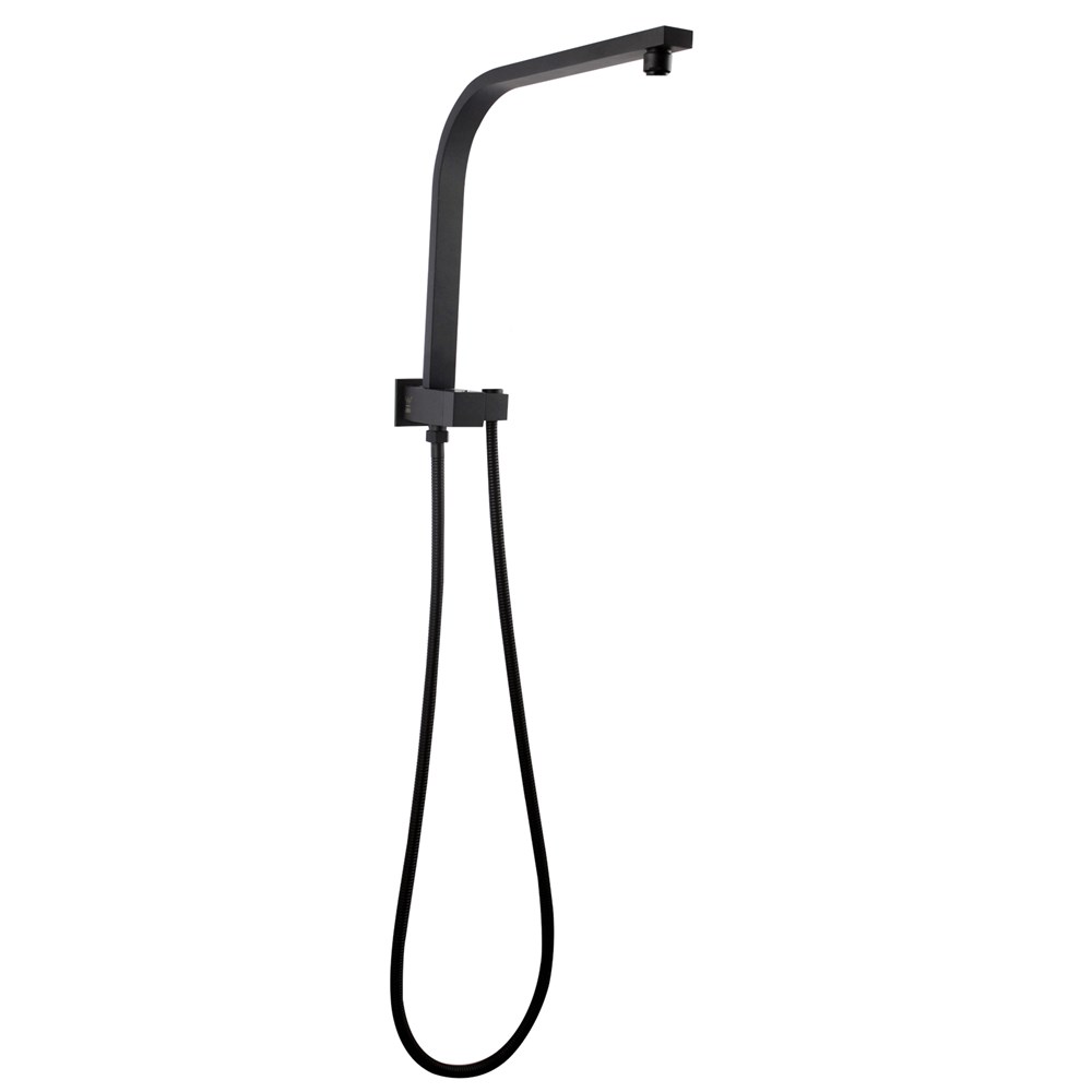 Square Black Shower Station without Shower Head and Handheld Shower(Stainless Steel Hose)
