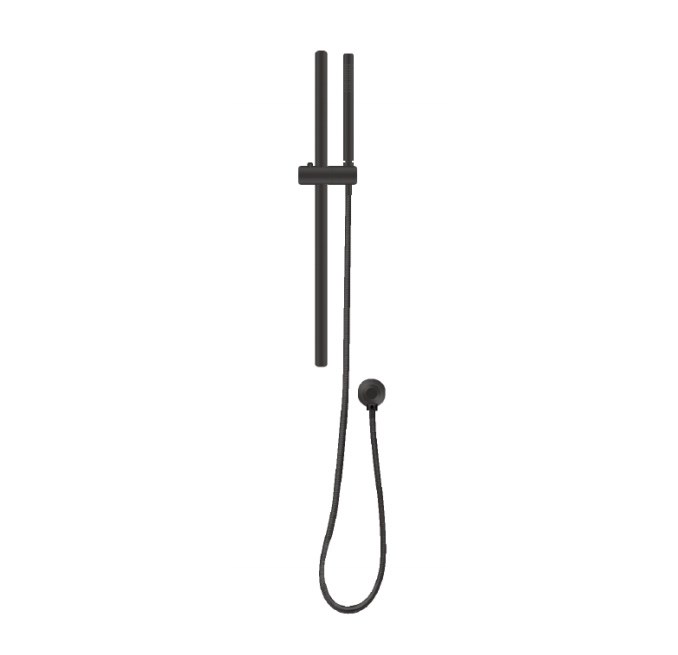 Round Black Stainless Steel Rail with Handheld Shower,Fixed Wall Connector Set