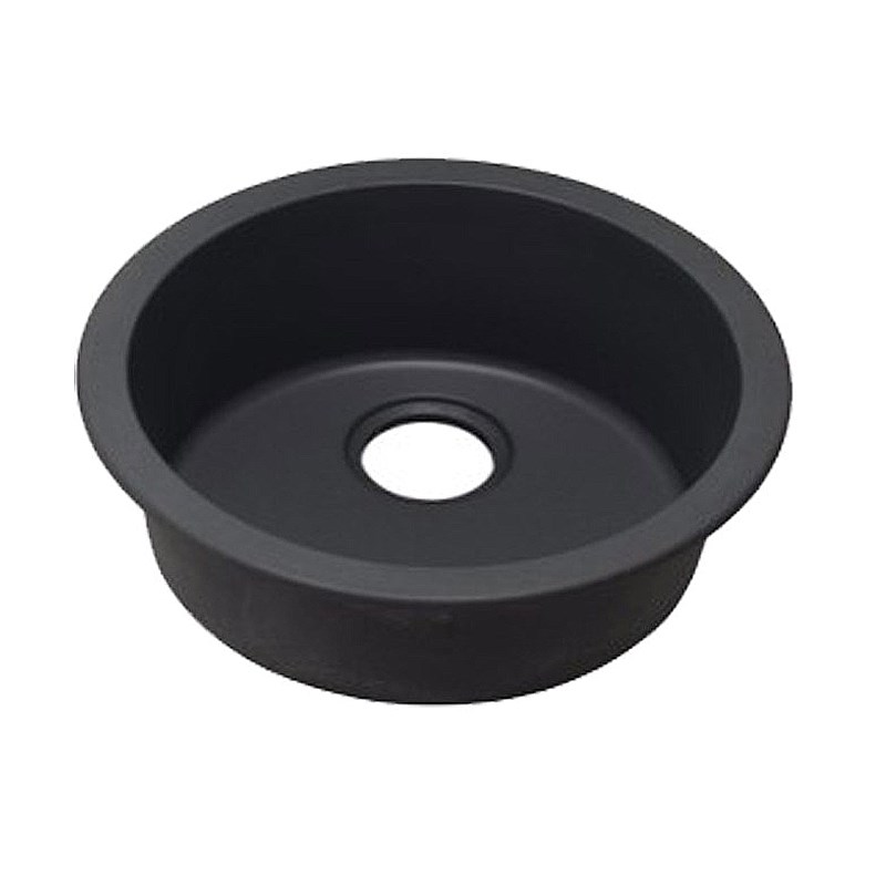 Round Black Arete Stone Granite Single Bowl Stone Kitchen Sink 460mm