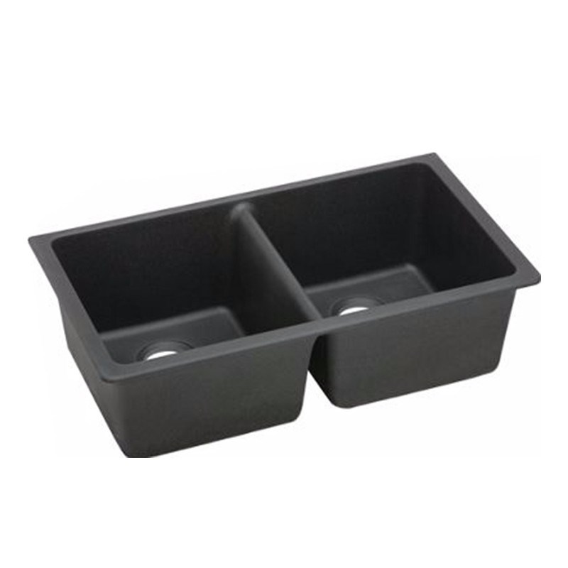 Black Arete Stone Granite Double Bowl Stone Kitchen Sink 838*476*241mm