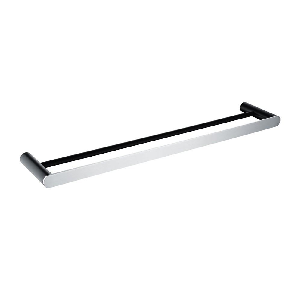 RUSHY Series Black&Chrome Double Towel Rail 600mm
