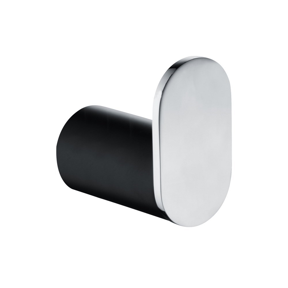RUSHY Series Black&Chrome Round Robe Hook