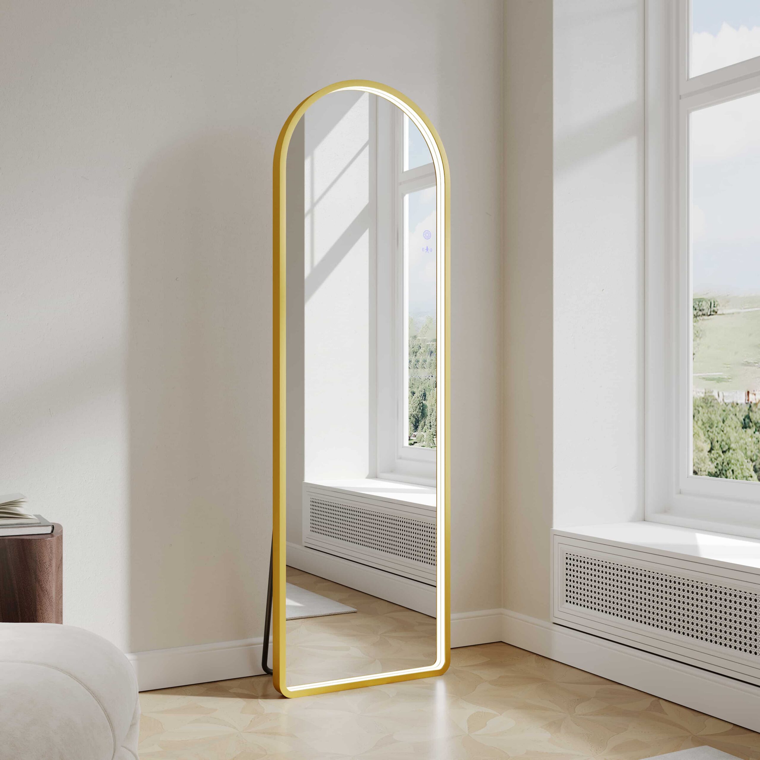 Saga Freestanding Led Mirrors Freestanding LED Arch Mirror 500 x 1600mm - Brushed Gold Frame