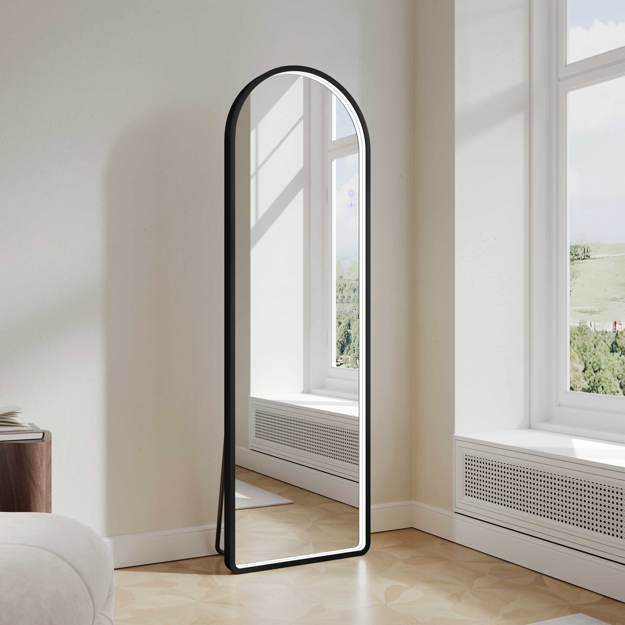 Saga Freestanding Led Mirrors Freestanding LED Arch Mirror 500 x 1600mm - Matt Black Frame