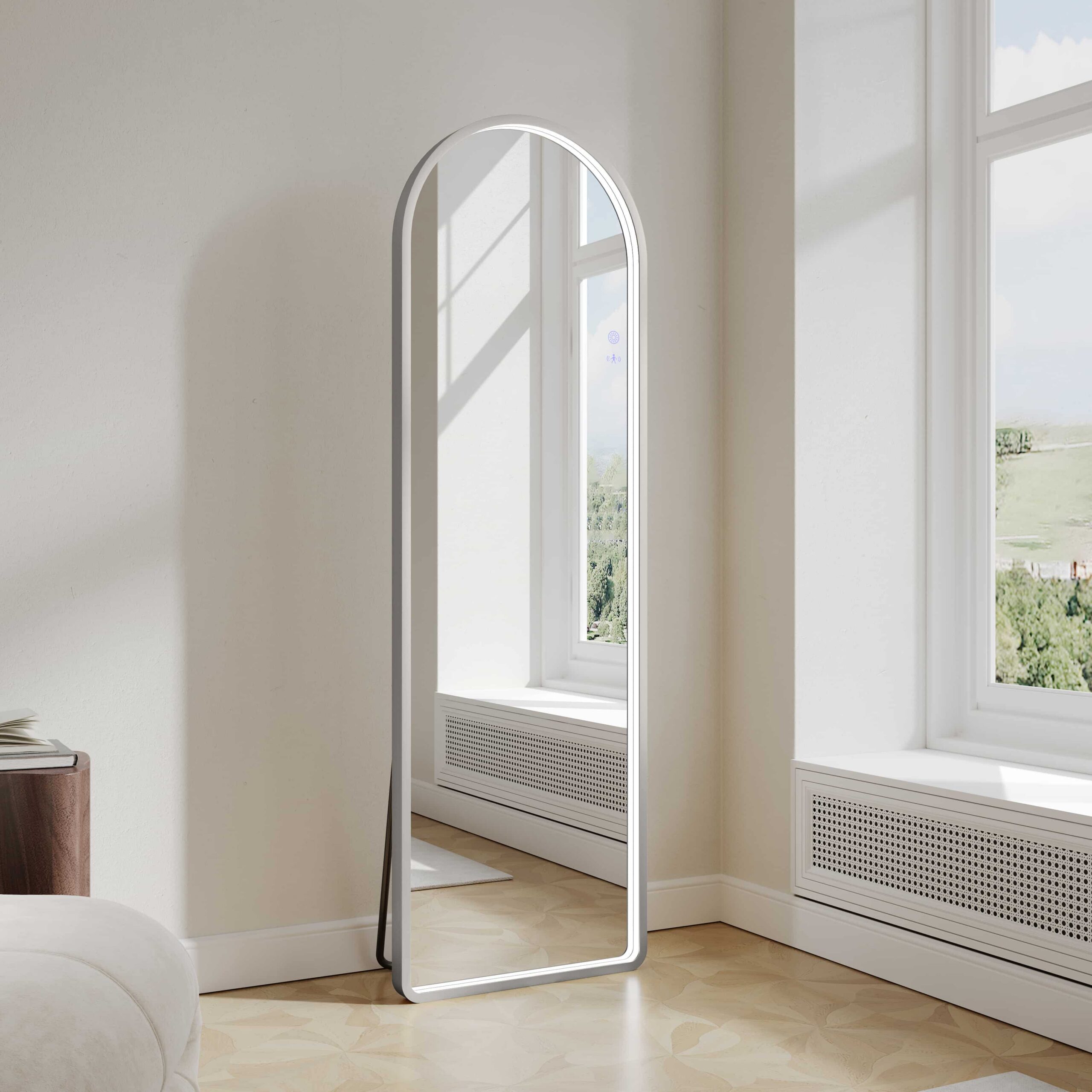 Saga Freestanding Led Mirrors Freestanding LED Arch Mirror 500 x 1600mm - Brushed Nickel Frame