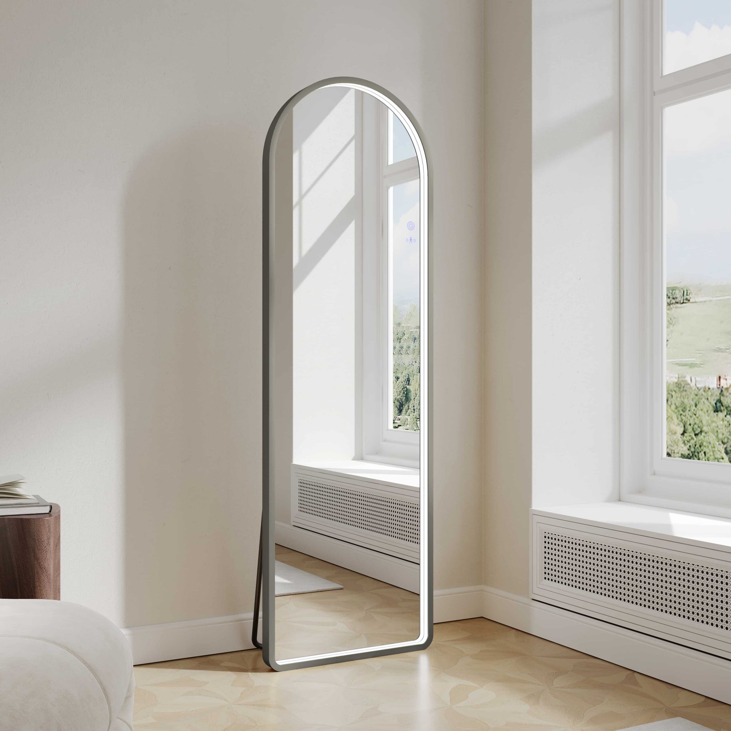 Saga Freestanding Led Mirrors Freestanding LED Arch Mirror 500 x 1600mm - Gun Metal Frame