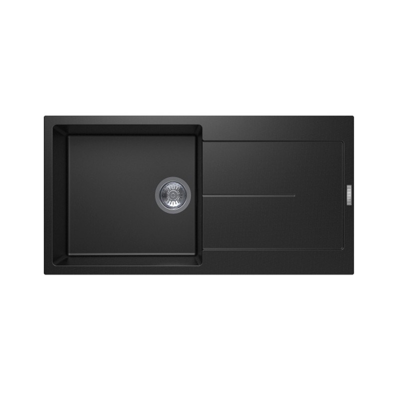 Black Carysil Enigma D100L Granite Single Bowl with Drain Board Stone Kitchen Sink 1000*500mm