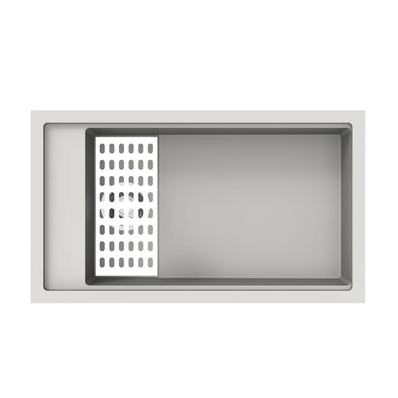 White Carysil Harmony SD780 Granite Single Bowl Stone Kitchen Sink 780*460*250mm(with Bottom Grid & Colander)
