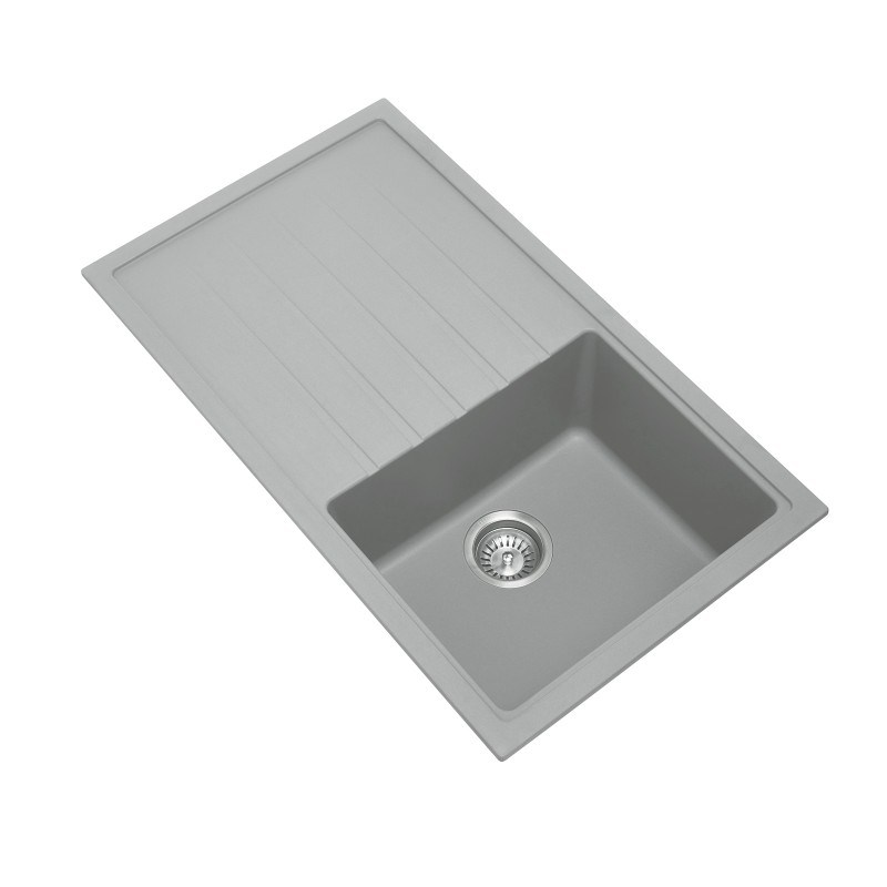 Concrete Grey Carysil Vivaldi D-100 Granite Single Bowl with Drain Board Stone Kitchen Sink 860*500mm