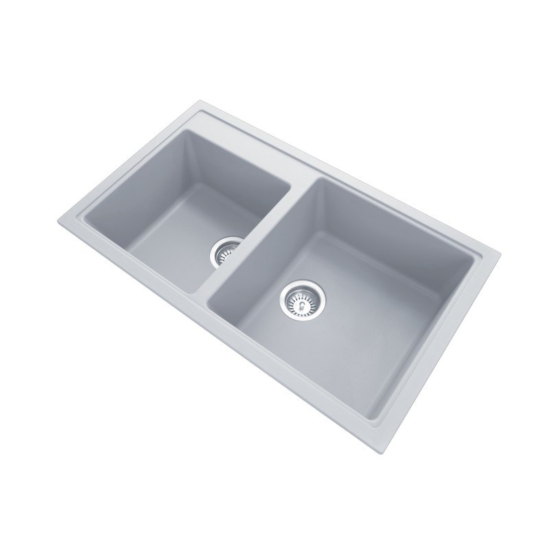 Concrete Grey Carysil Vivaldi N-200 Granite 1 and 3/4 Bowl Stone Kitchen Sink 860*500*200mm