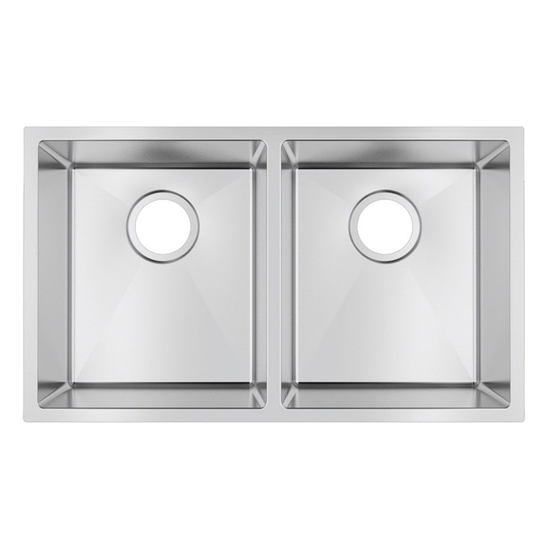 Round Corner Chrome Stainless Steel Handmade Double Bowl Kitchen Sink 740*440*200mm