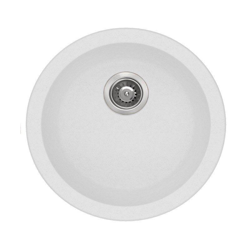 Round White Arete Stone Granite Single Bowl Stone Kitchen Sink 460mm